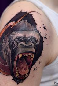 Granda brako kolora komika freneza orangutan tatuaje ŝablono