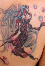 Beau motif de tatouage elfe coloré à l'arrière