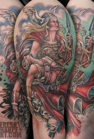 ذراع كبير الكرتون موضوع لون الخيال امرأة المحارب نمط الوشم