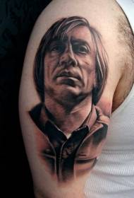 Modèle de tatouage noir et blanc pour le portrait d'un homme aux gros bras
