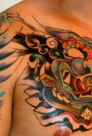 Kínai stílusú Tang oroszlán váll tetoválás minta