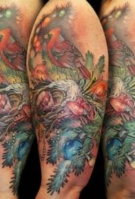 Велика рука магічні кольорові ялинку з малюнком татуювання птахів