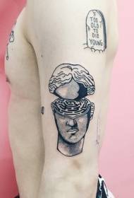 Surrealizmi i modelit të tatuazhit të trurit të kokës njerëzore