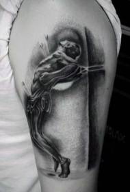 Arms неверојатен црн сив човек со стрела тетоважа шема