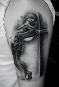 Arms Amazing swartgrize man mei pylk tatoeëerfatroan