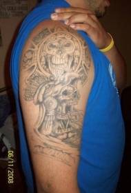 Ацтекски стил череп с голяма ръка татуировка модел