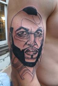 Big brakskizo stilo nigra fama aktoro vizaĝa tatuaje ŝablono