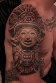 Modello di tatuaggio statua di pietra divertente grande stile nero e grigio