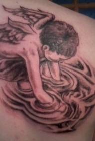 Tetovaža ramena kerubina i voda