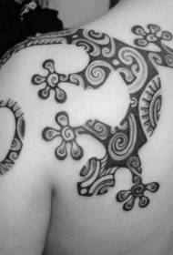 Modello di tatuaggio classico lucertola in stile polinesiano sul collo