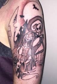 Arm cartoon zombie bruidspaar tatoeëerfatroon