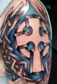 Big Arm schöne farbige Keltenkreuz Tattoo Muster