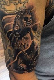 Model de tatuaj de statuie tribală de demon negru înfiorător înfiorător
