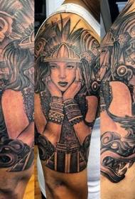 Stor arm old school stamme kvinde portræt tatovering mønster