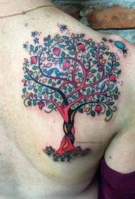 Задній колір фантазії дерево з візерунком татуювання зірок і місяця