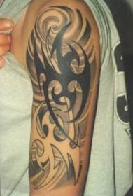 Crni plemenski feniks totem tetovaža uzorak