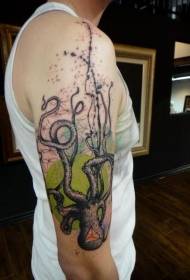 Big ruoko rwakanaka kutarisa katuni hombe octopus ruvara tattoo maitiro