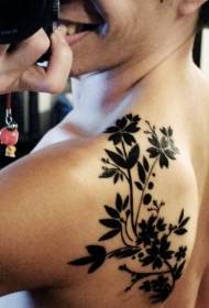 Pattern di tatuaggi di fiori di fiori neri