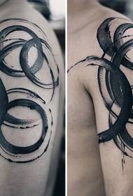 Schouder inkt stijl cirkel tattoo patroon