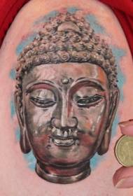 Ulje na platnu u boji, Buddha portretni tetovaža uzorak
