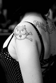 Schouder cartoon felix kat en bot tattoo patroon