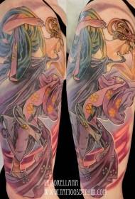 Шарени узорак тетоважа женске шарене илустрације велике руке