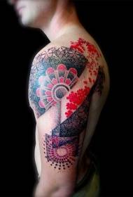 Arm pragtige ontwerp blomme tattoo patroon