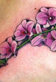 Schouder paars orchidee tattoo patroon