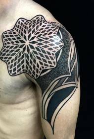 Gorgeous black decorative flower tattoo tattoo on the shoulder