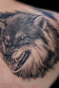 Back angry gray wolf avatar tattoo pattern