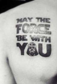 დააბრუნეთ შავი თამამი ასოები Darth Vader მუზარადის ტატულის ნიმუშით