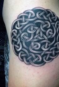 Modello di tatuaggio rotondo grande nodo celtico semplice bianco e nero