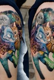 Grutte fancy skildere romte kat- en planeet tatoetmuster