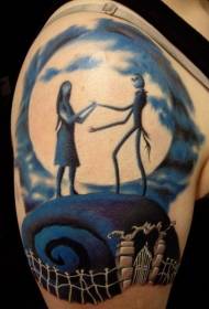 Braccio cartoon monster coppia colore tatuaggio modello