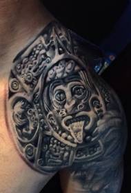 Ramena Aztec crni kamen tetovaža uzorak