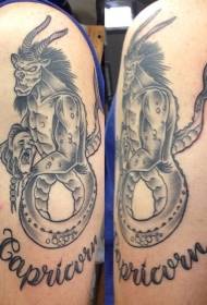 Braccio piccolo bianco e nero misterioso diavolo pesce tatuaggio modello animale