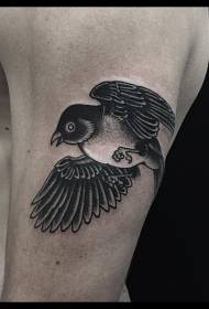 Grande e piccolo modello di tatuaggio di uccello grigio nero fresco