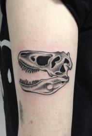 Црни узорак тетоважа лубање диносауруса у облику трња