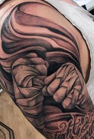 Nnukwu ogwe aka ojii na ọcha na igbe ọkpọ usoro leta tattoo