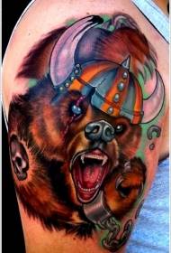 Iso käsivarsi karhu viking kypärä väri tatuointi malli