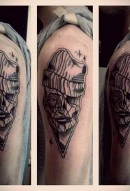 Line stil sort og hvid abstrakt mystisk mand tatovering mønster