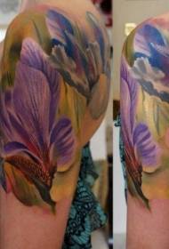 Big arm natural nice color flower tattoo pattern