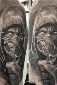 Wzór tatuażu realistyczne czarno-szary demon wojownik z dużym ramieniem
