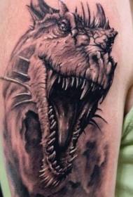Model de tatuaj dinozaur alb-negru rafinat