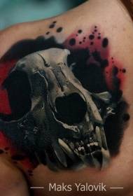 Divertente modello di tatuaggio teschio gatto colorato sul retro
