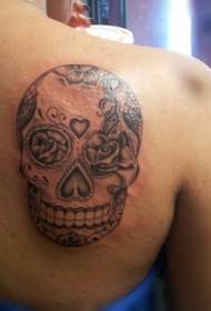 Modello tatuaggio nero teschio messicano posteriore nero