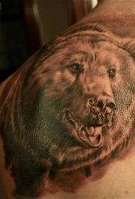 Realistic bear tattoo on the back