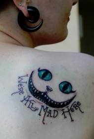 Na ramenu Cheshire Cat Smile Tattoo Pattern