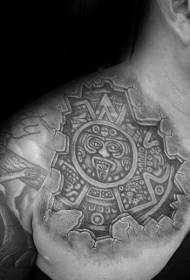 Shoulder 3D Modeli i Tattoo i Skulpturës së Aztekut të Lashtë