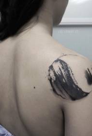 Épaule ronde motif de tatouage grosse vague noire